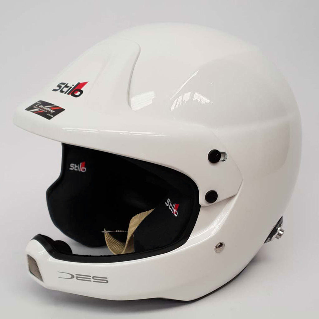 Stilo WRC DES White (Black Liner) Helmet with Hans Posts