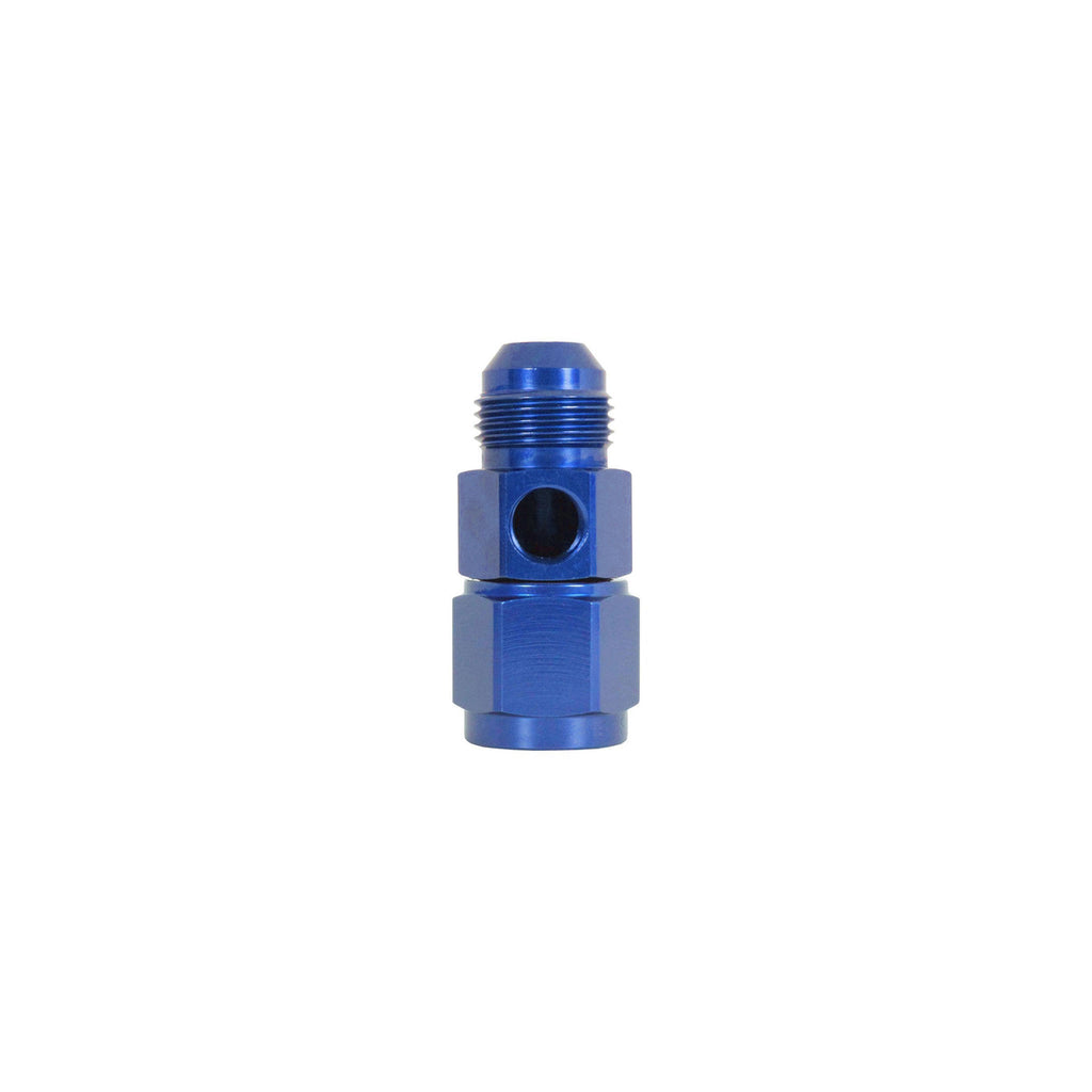 -10JIC Male To -10JIC Female With 1/8 NPTF Fuel Pressure Adapter In Blue