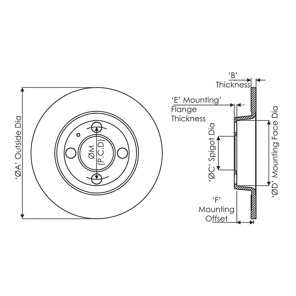 AP Ø264x11.1mm 107.95mm PCD Rear Solid Brake Disc – C Bradley Motorsport