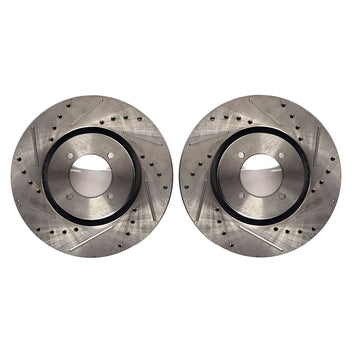 FRONT + REAR BRAKENETIC Sport Drilled Slotted Brake Rotors 4WD BSR74848