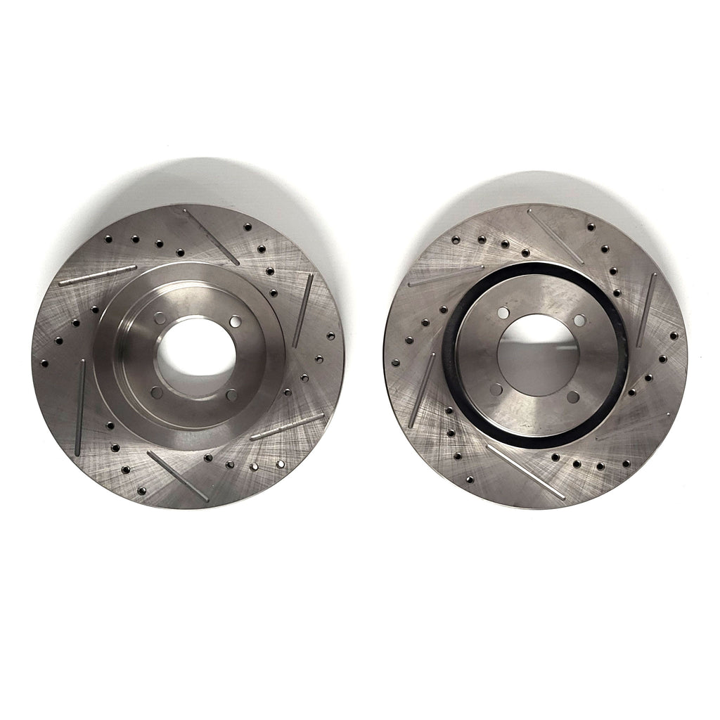 Front Brake Kit 260mm X-Drilled & Grooved Discs With Midilite Calipers ...