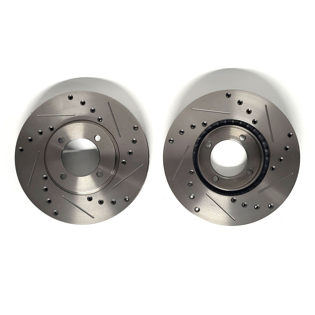 Front Brake Kit 244mm X-Drilled & Grooved Discs With Midilite Calipers ...