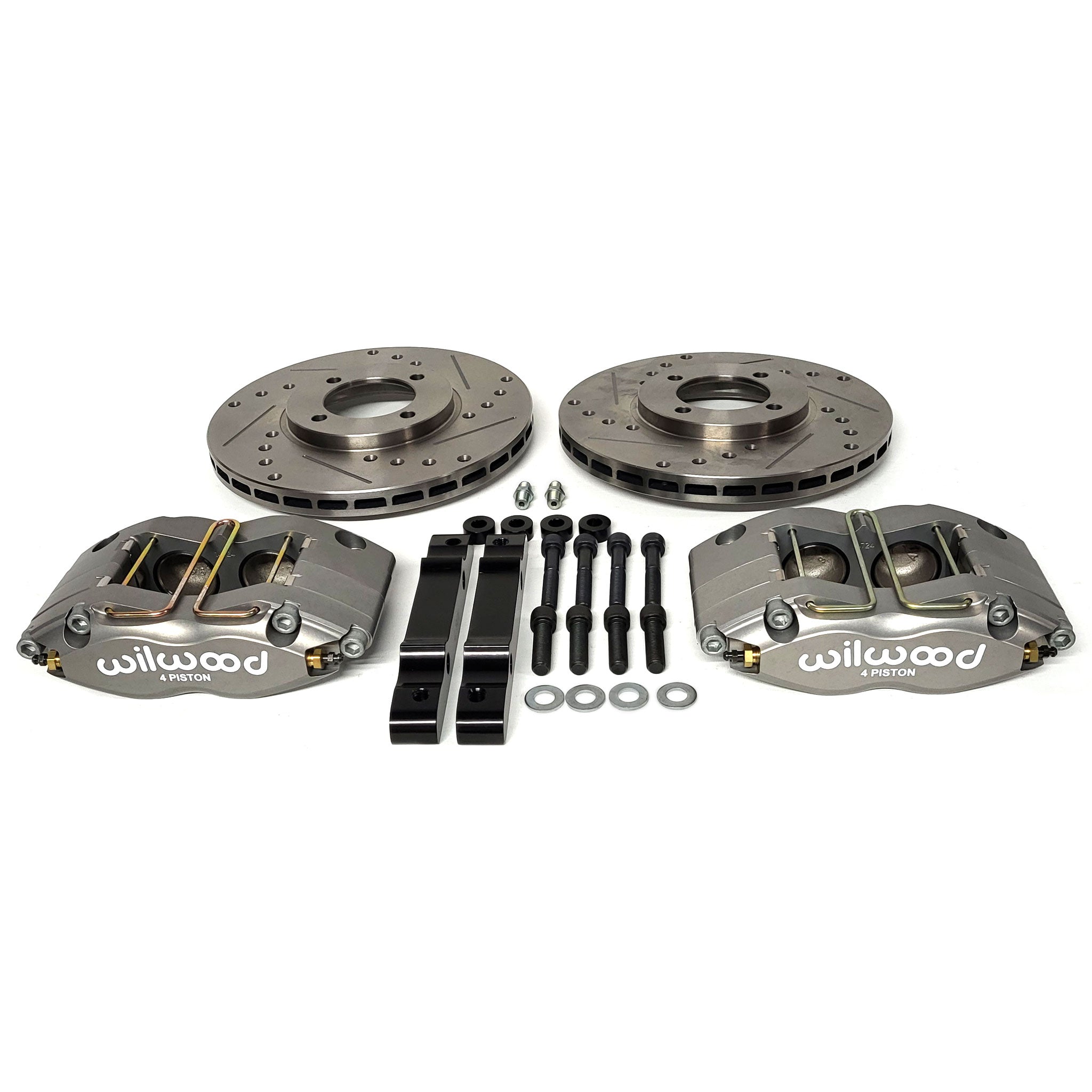 Front Brake Kit 244mm X-Drilled & Grooved Discs With Midilite