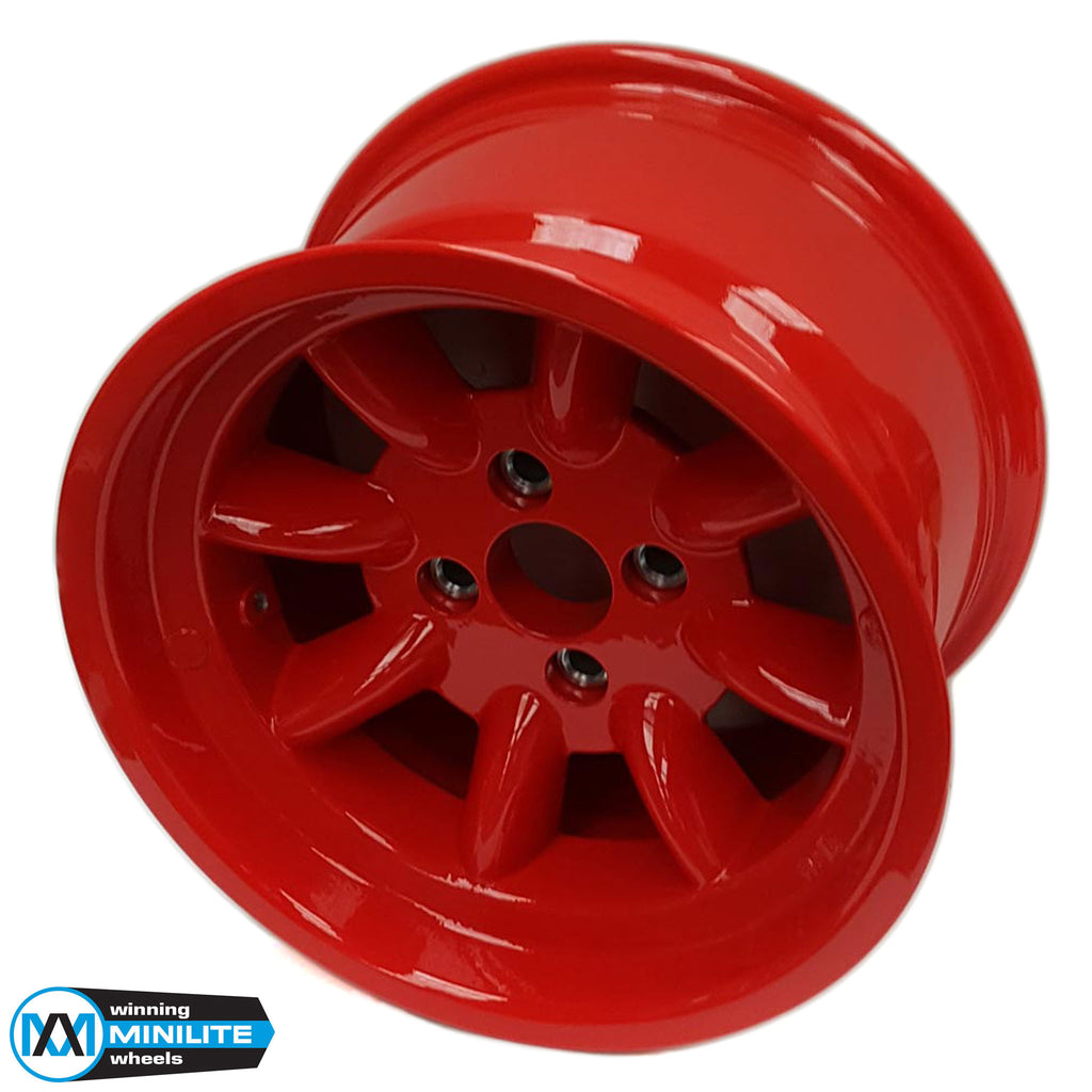 9.0x15" Minilite Wheel ET-12 in Red (Ford 4x108)