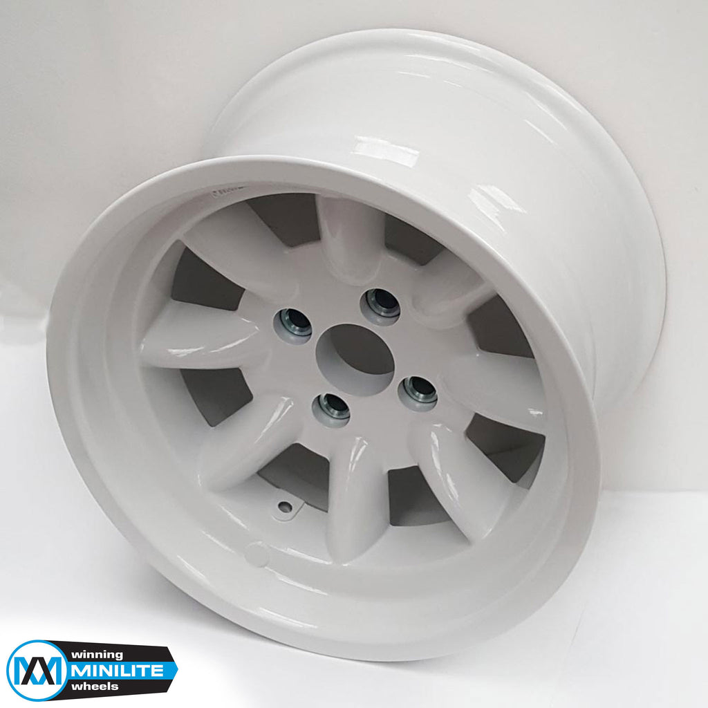 9.0x15" Minilite Wheel ET-12 in White (Ford 4x108)
