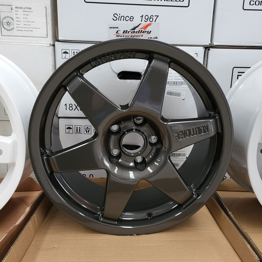 8.0x18" Revolution Millennium Wheel ET35 in Gunmetal Grey (Mitsubishi Evo 6 to 9)