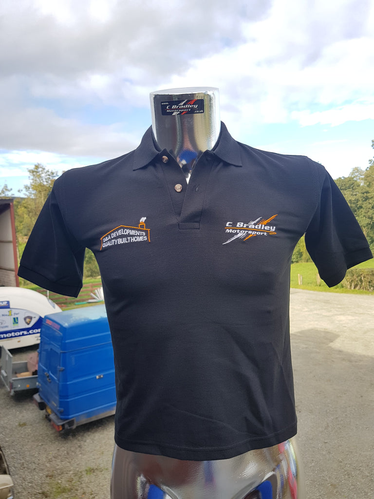 Child's Black Polo Shirt with 'C Bradley Motorsport' Logo (Front)