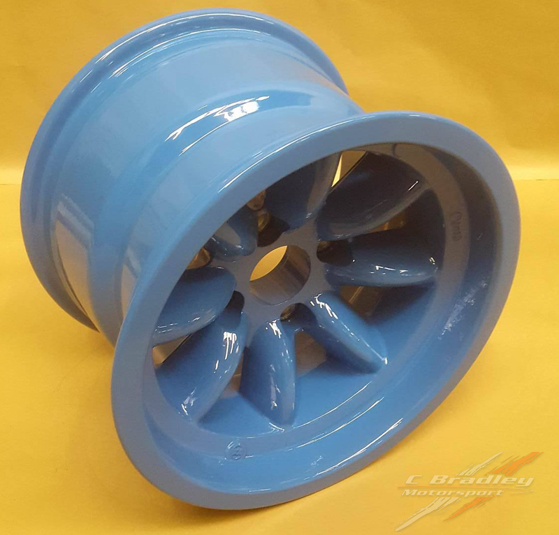 9.0" x 13" Minilite Wheel in Monza Blue, available in offset ET-17