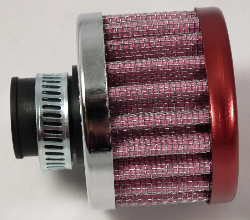 13mm Inlet Breather Filter Vent Red / Chrome C Bradley Motorsport