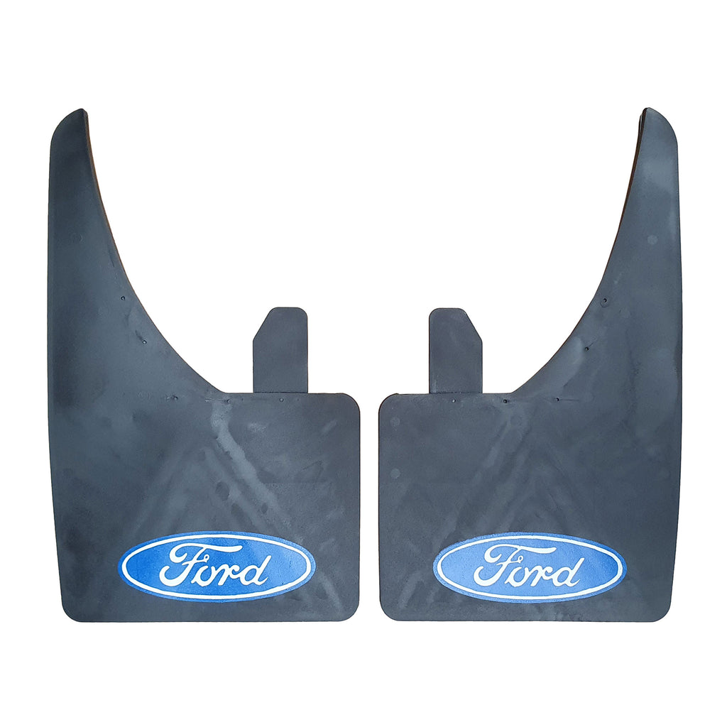 Set of 2 Black Mud Flaps with Blue & White Ford Logo