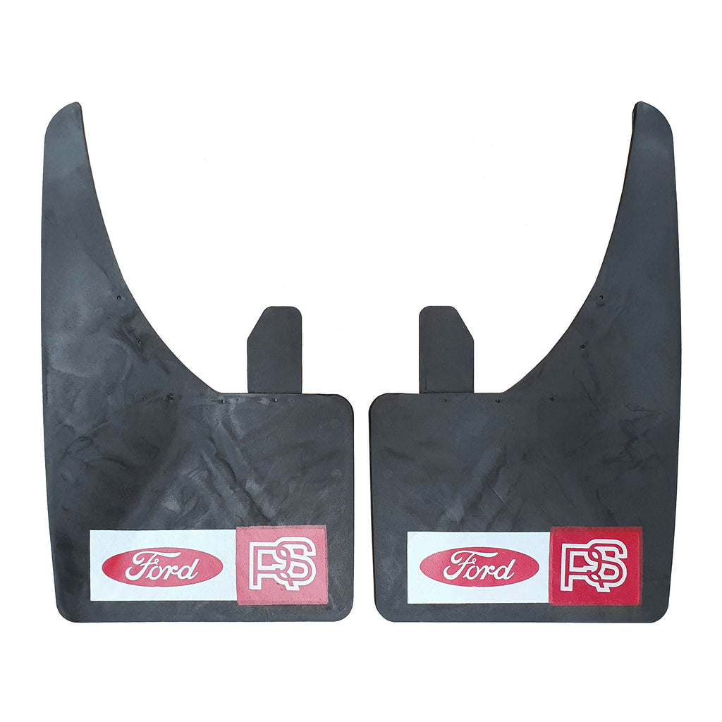 Set of 2 Black Mud Flaps with Red & White Ford RS Logo