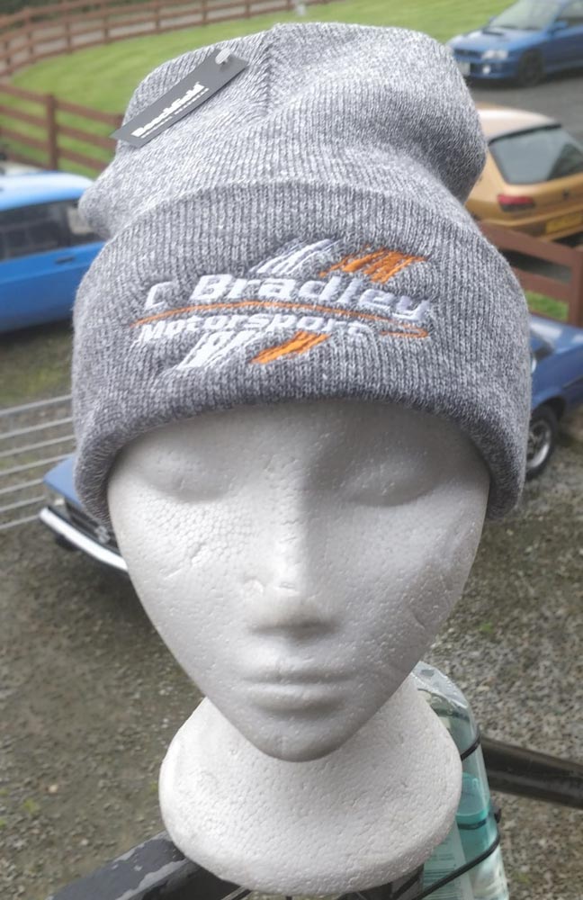 Heather Grey Original Cuffed Beanie Hat with 'C Bradley Motorsport' Logo