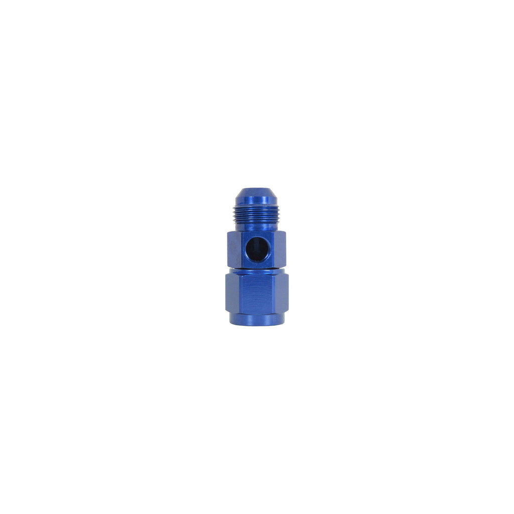 -6JIC Male To -6JIC Female With 1/8 NPTF Fuel Pressure Adapter In Blue