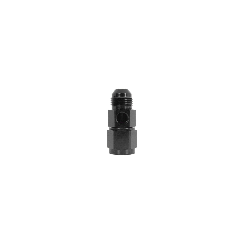 -6JIC Male To -6JIC Female With 1/8 NPTF Fuel Pressure Adapter In Black