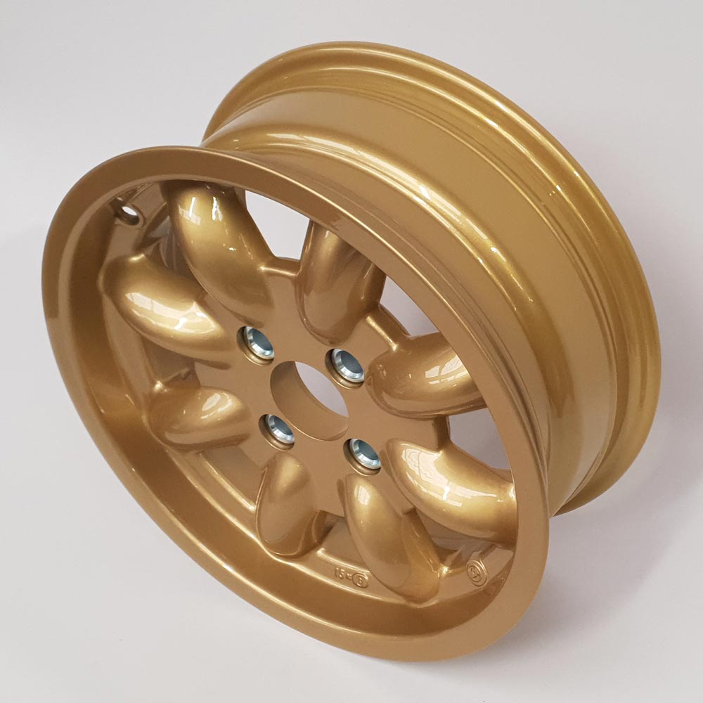 6.0" x 15" Minilite Wheel in Gold, available in offset ET10