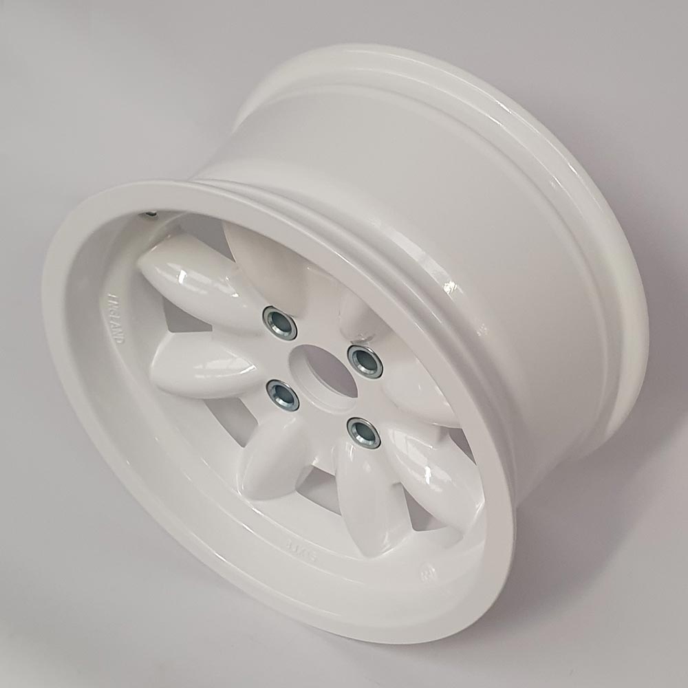 8.0" x 15" Minilite Wheel in White, available in offset ET12