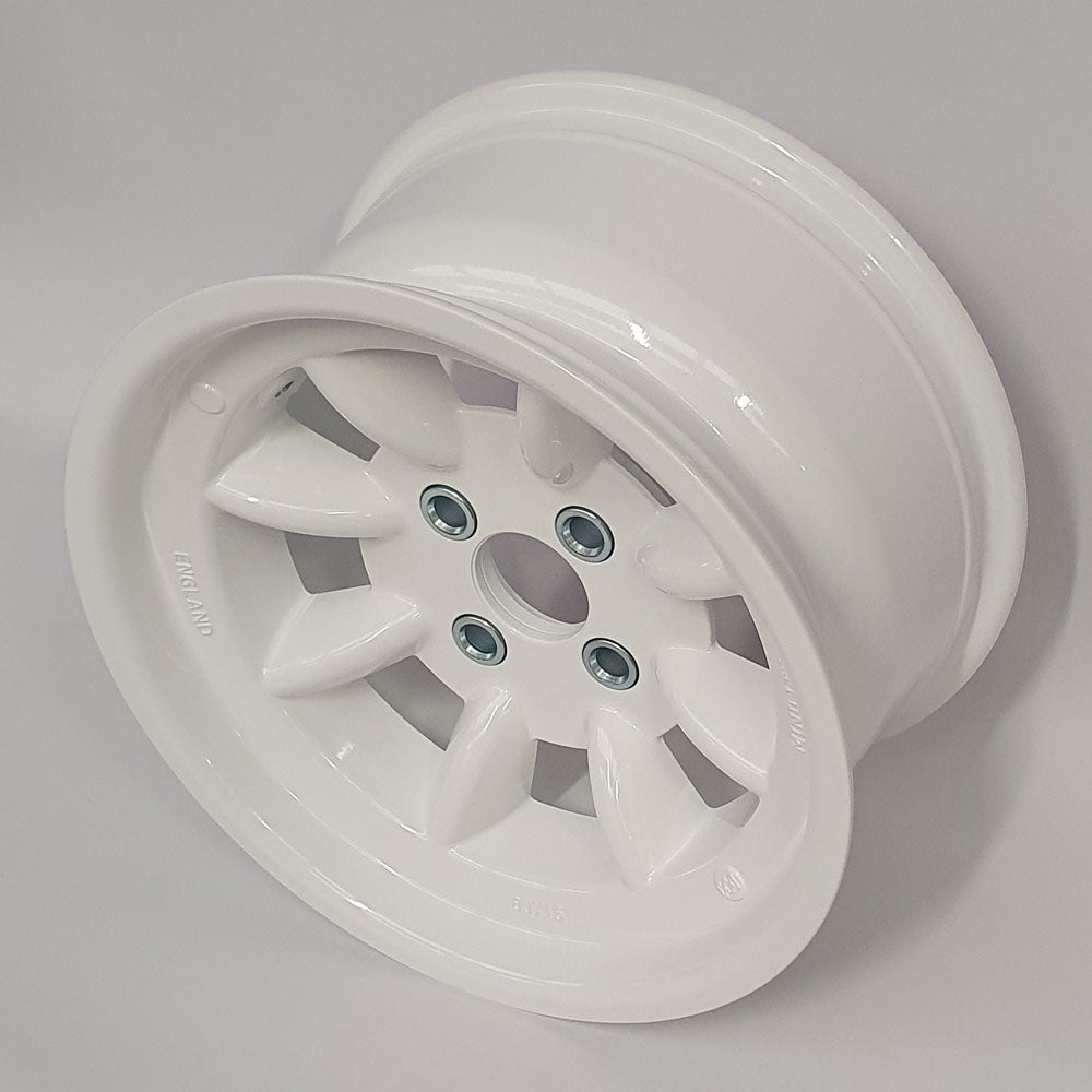 8.0" x 15" Minilite Wheel in White, available in offset ET0